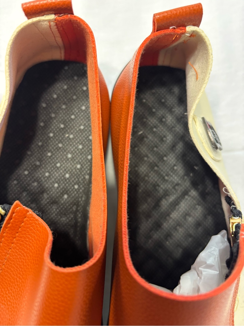 Men's Two-Tone Tan and Cream Slip-On Loafers with Zip Accent. Italian Inspired, - Picture 6 of 8